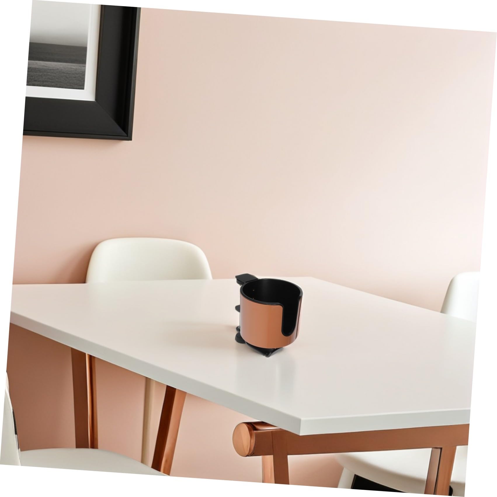 SHINEOFI Getränkebecherhalter aus Aluminiumlegierung und Abs mit 360° Drehbarem Haken 2 in 1 Becherhalter an Tischseite für Büro und Studium