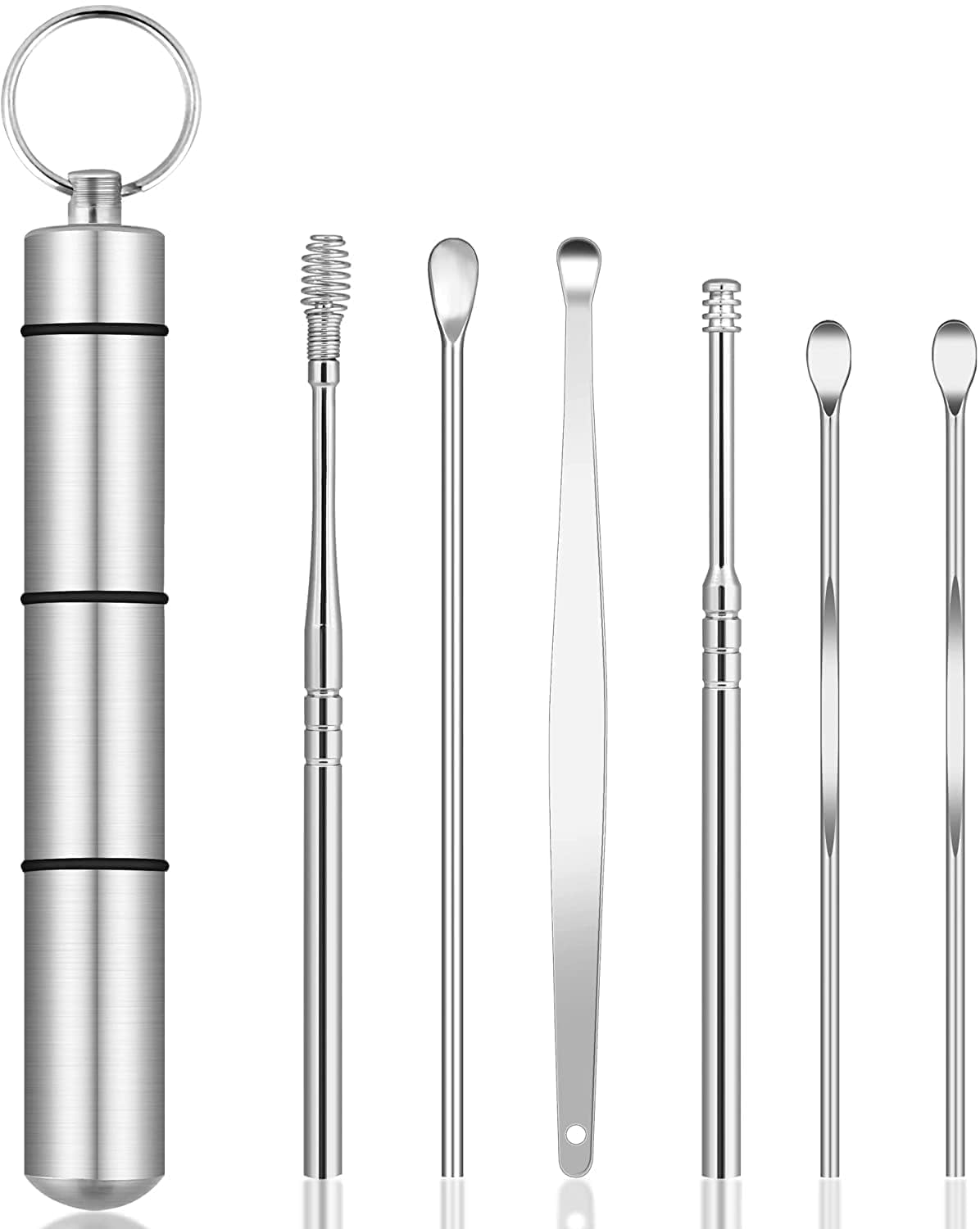 Earwax Removal Kit Ear Cleaning Tools With Aluminum Tube 6 PCs Stainless Steel Ear Curette & Spiral Cleaner SET OF 1