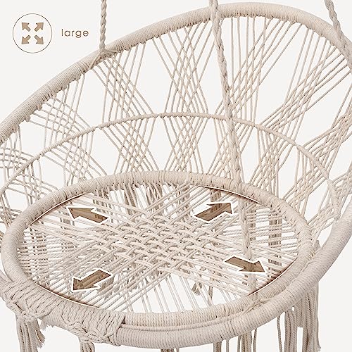 Suncreat Hammock Chair Macrame Swing, Hanging Cotton Rope Hammock Swing Chair For Indoor And Outdoor Use, 330 Lbs Capacity, Patent Pending, Beige #TOP4