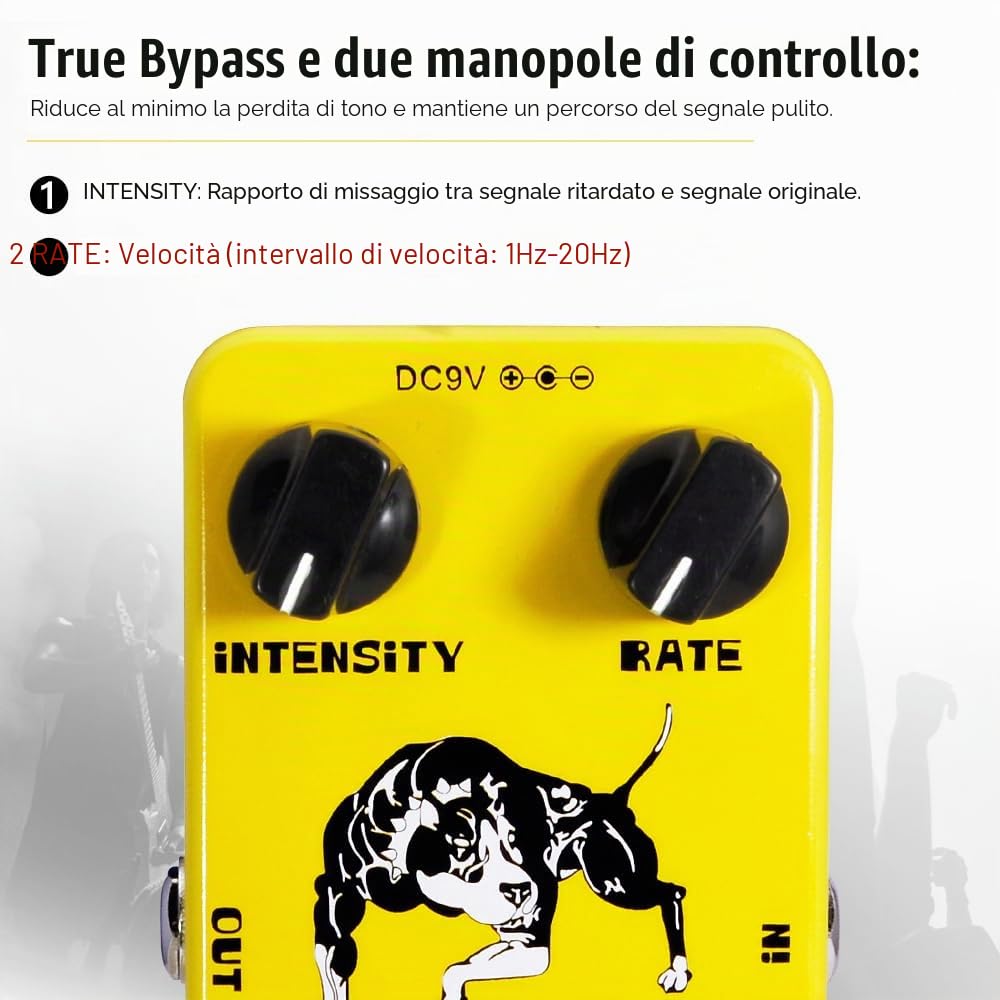 JOYO Pedale effetto tremolo Amati vecchi amplificatori Circuito tubo fotoelettrico Tremolo per effetto chitarra elettrica - True Bypass (JF-09)