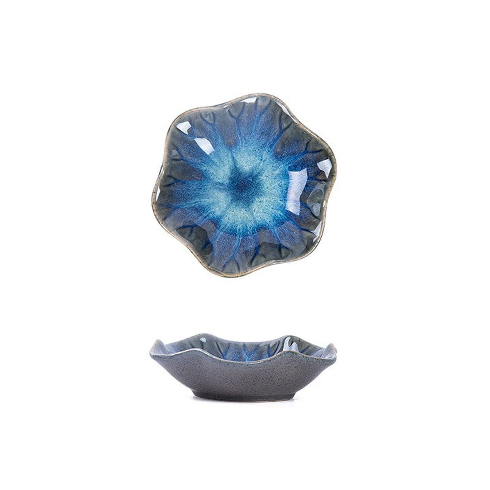 OTQEFTN Small Dessert Bowls Dipping Bowl Ceramic Side Dish Small Sauce Dish Butter Mustard Sushi Vinegar Soy Dishes Kitchen Porcelain Saucer Dipping Saucers