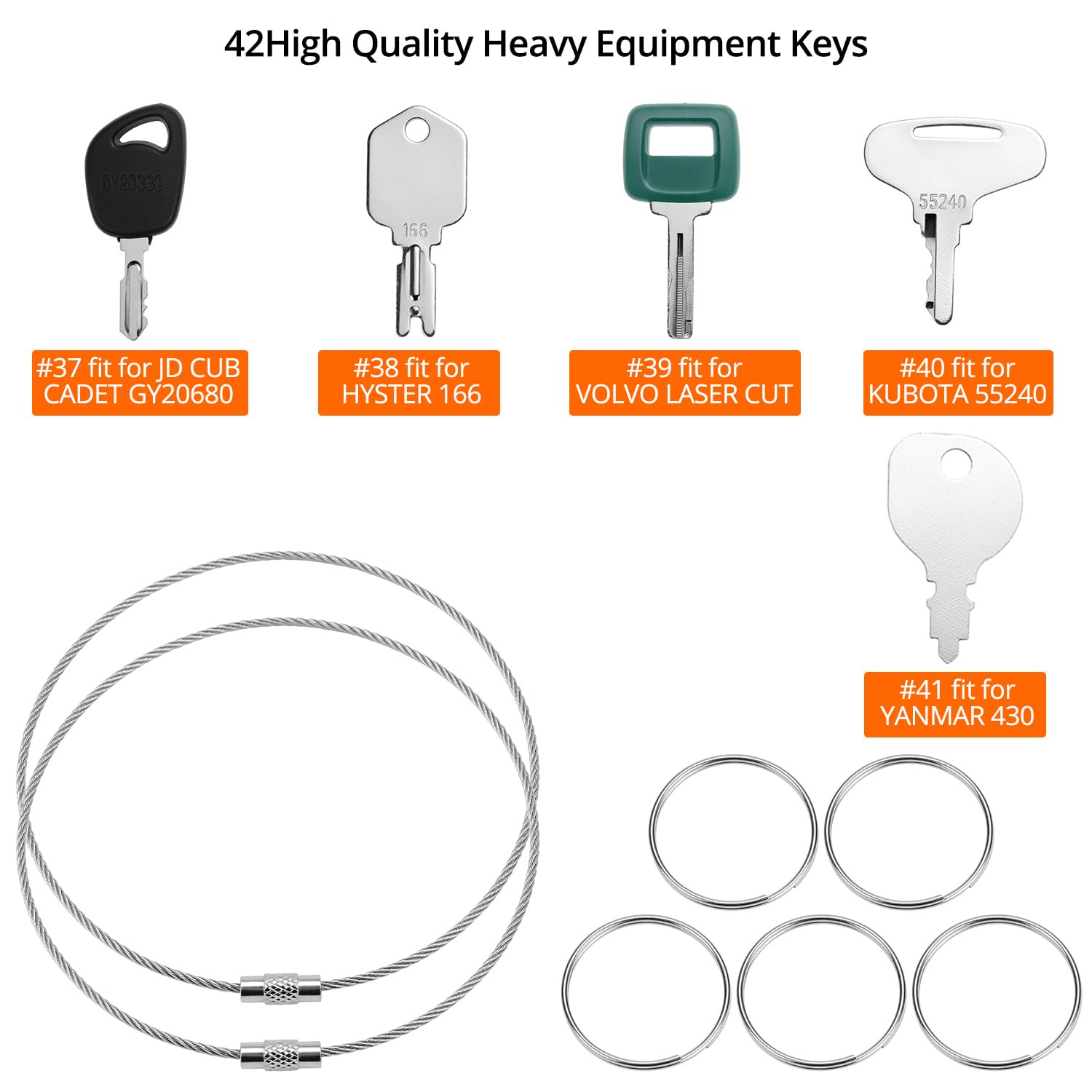 QWORK® Set di chiavi per macchinari pesanti da 42 pezzi Set di chiavi di ricambio compatibile con Volvo, CAT, JCB, Hyundai e altro