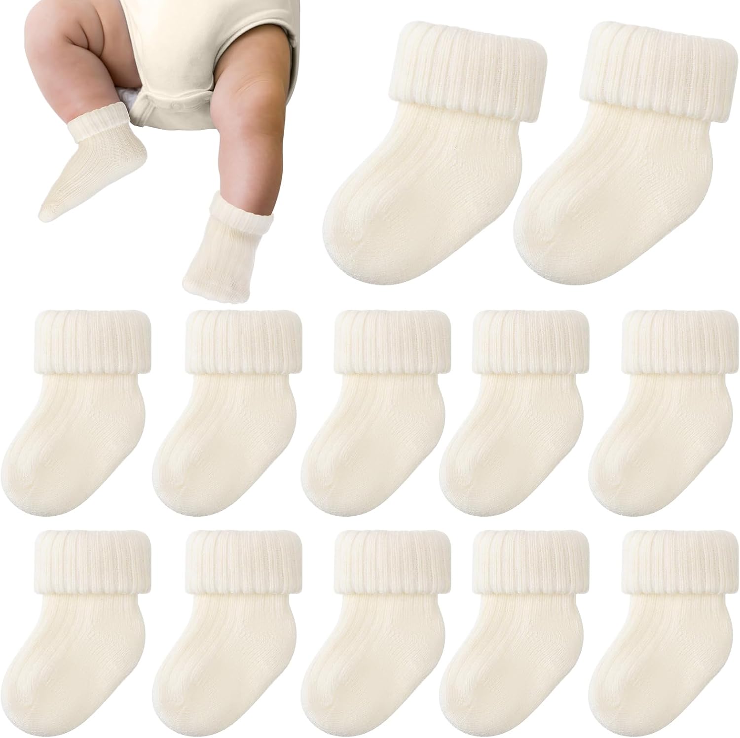 JenPen 6 Pairs Wool Preemie Socks Premature Turn Cuff Wool Socks for Preemie Boys Girls Hospital Nicu Baby Shower JenPen 6 Pairs Wool Preemie Socks Premature Turn Cuff Wool Socks for Preemie Boys Girls Hospital Nicu Baby Shower