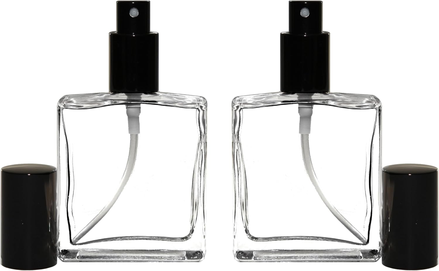 Riverrun Perfume/Cologne Atomizer, Empty Refillable Glass Bottle, Black Sprayer 3.4 oz 100ml (Set of 2)