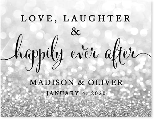 Miniatura 128 de Andaz Press Letreros de fiesta de boda, purpurina plateada brillante, 8.5 x 11 pulgadas, letrero de mesa de postre de recepción de barra de Food