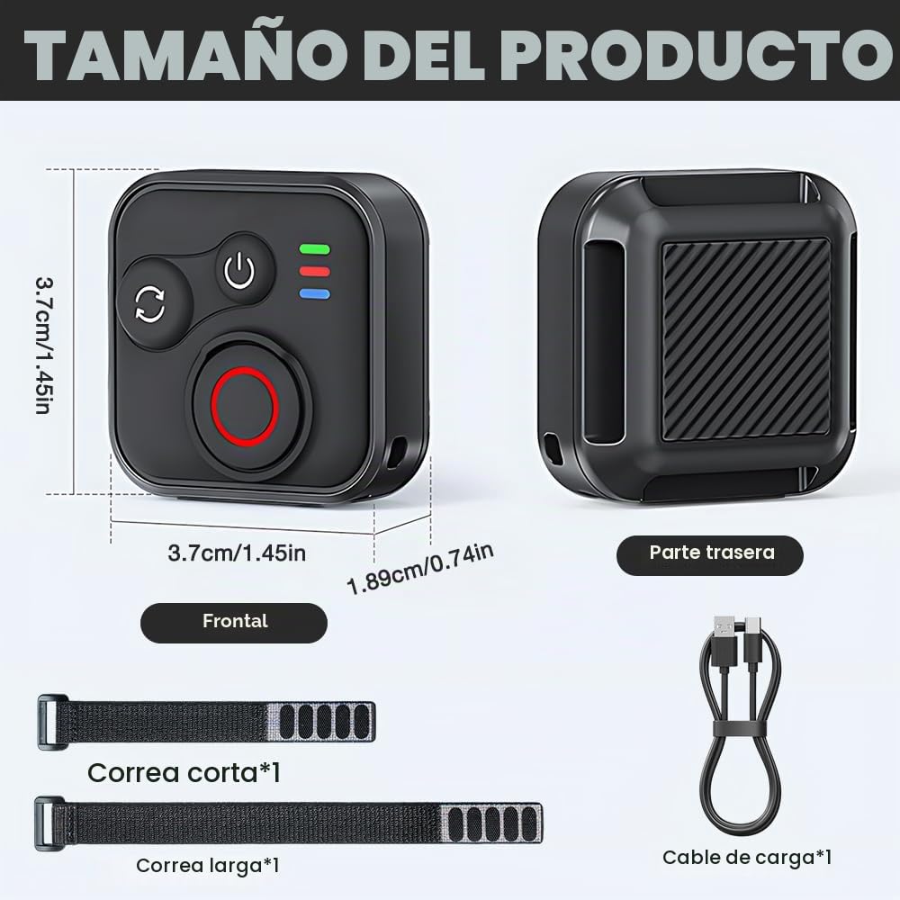 NAVESO Mando a Distancia Blueteeth para GoPro Hero 13/12/11/Insta360 X5/X4/X3/Ace Pro 2/Ace Pro/GO3S/GO3/IOS/Android, Inteligente Blueteeth Remote Control con Muñeca y Cable de Carga USB para GoPro