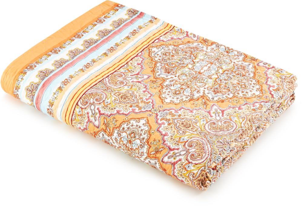 Bassetti Marechiaro 9328493 Bedspread 100% Cotton Orange O1 Dimensions 180 x 255 cm