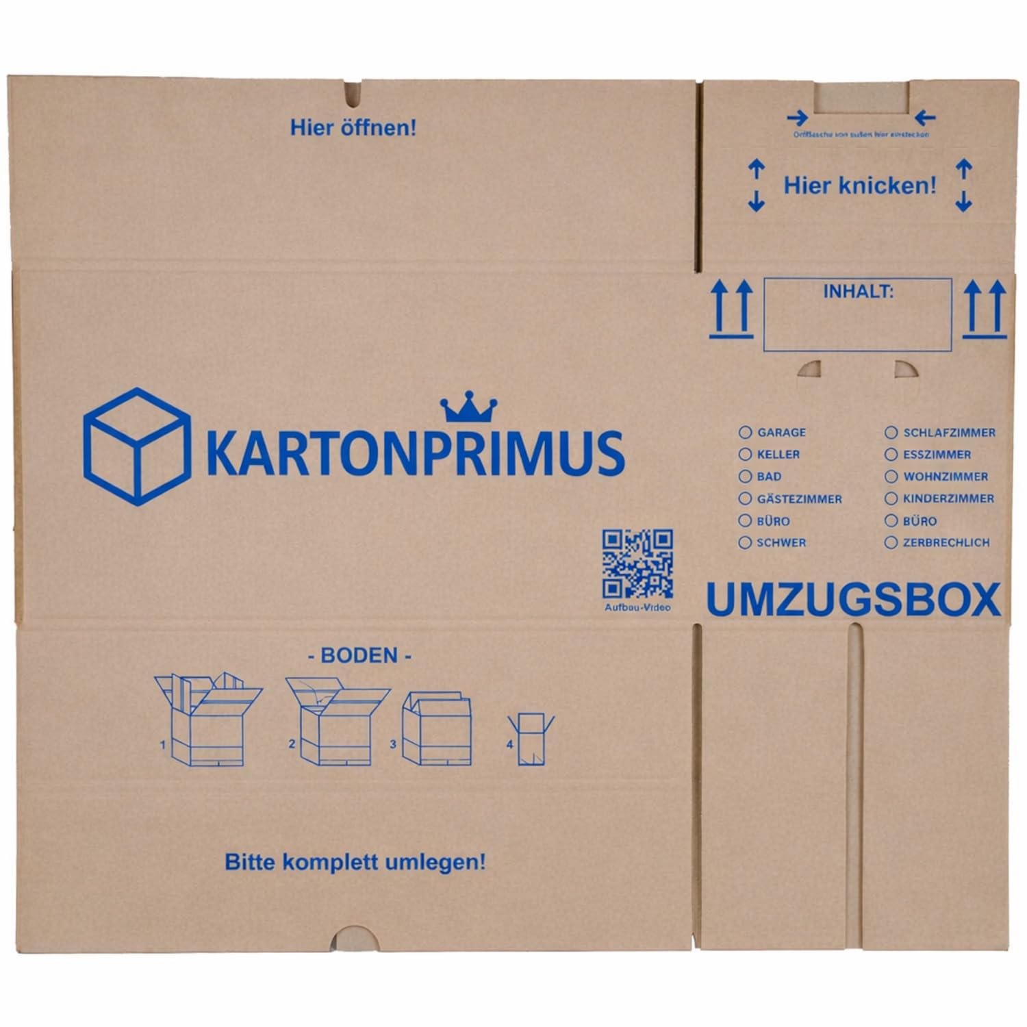 10 Umzugskartons 620x300x330 mm zweiwellig – stabiler Karton bis 40 kg –verstärkte Griffe – stapelbar Umzugskiste Umzugkarton Umzugsbox Lagerkarton Bücherkarton Ordnerkarton (10 Stück)