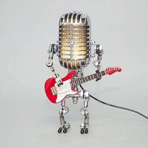 Miniatura 1 de Lámpara de mesa industrial con estatua de robot de micrófono, lámpara de mesa retro de vapor, lámpara de decoración nocturna, lámpara de escritorio