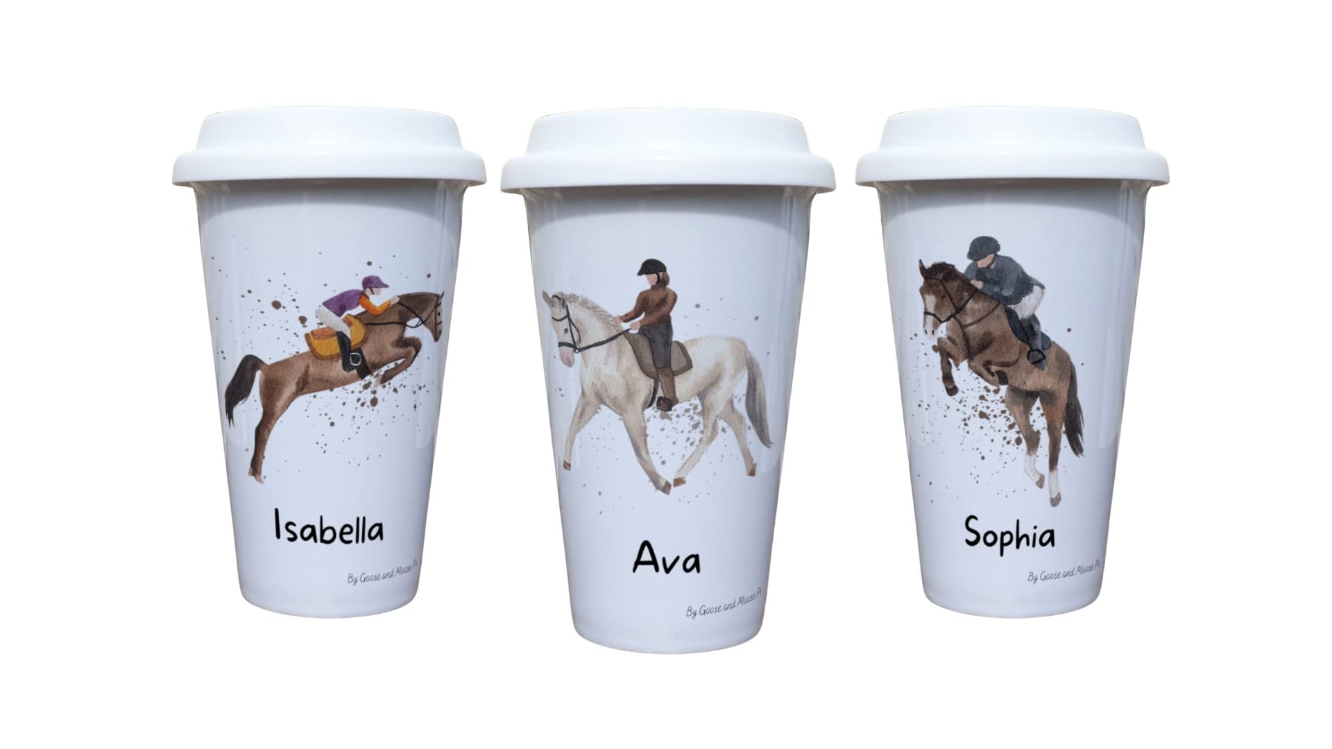 Horse Riding Travel Mug Personalised - Gift for Horse Owners & Lover - Personalised Pony Thermal Ceramic Insulated Travel Mug (Ava)