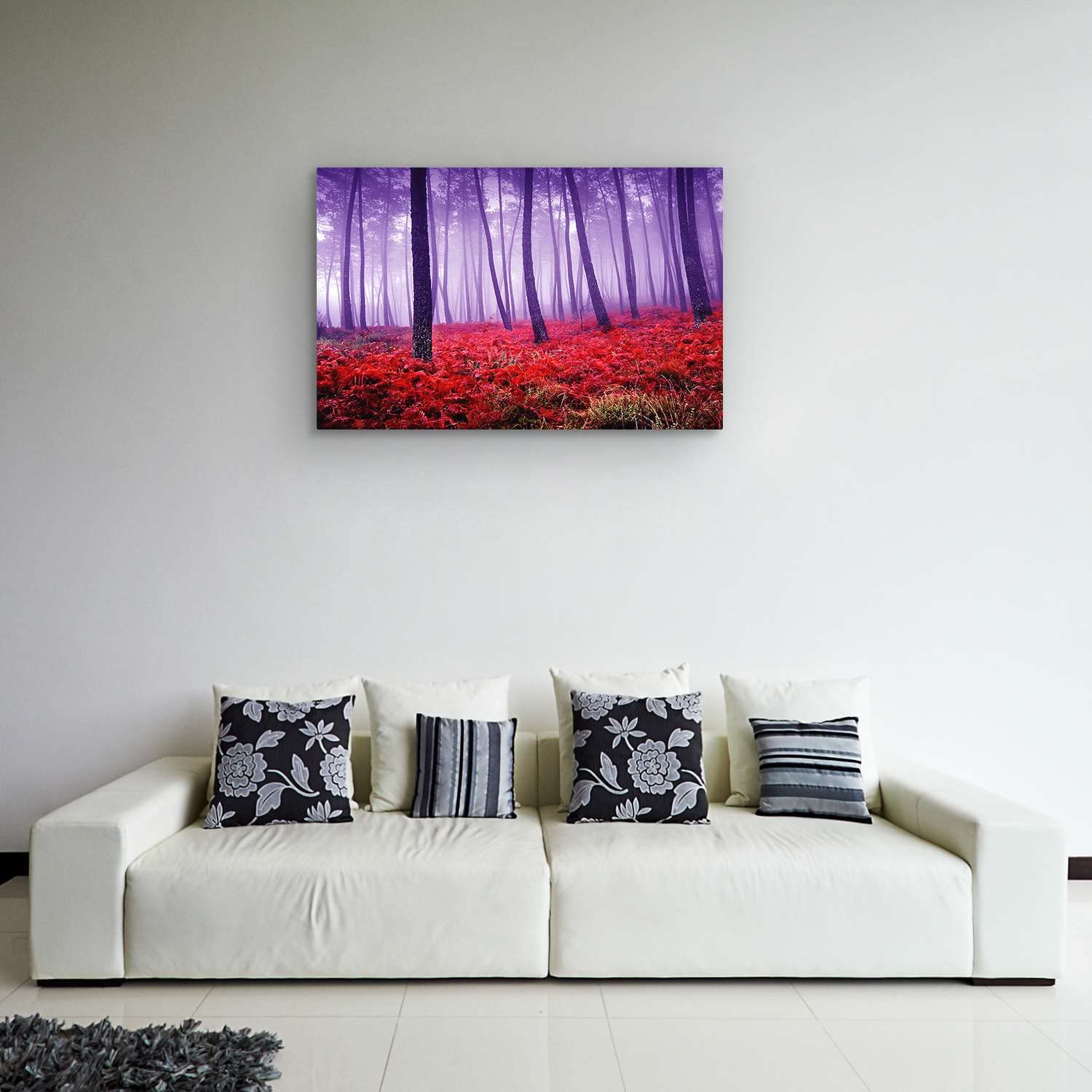 Startonight Impression Sur Toile Lumineux Peinture Forêt Rouge Pourpre, Tableau Paysage Nature - Decoration Murale Salon Moderne - Image sur Toile - 60 x 90 cm Idée Cadeau Élégante et Originale