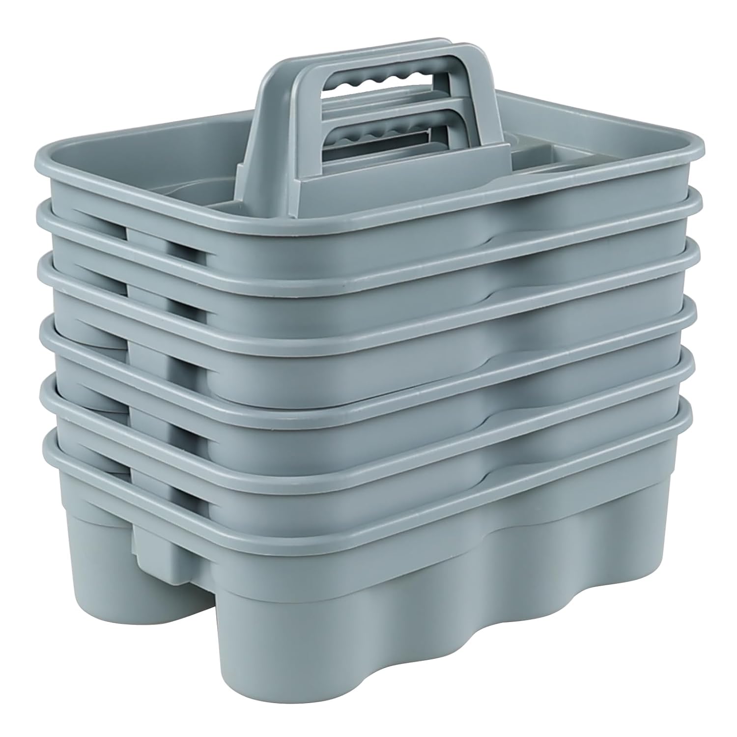 Dehouse 6-Pack Plastic Cleaning Storage Caddy Cleaning Supply Carry Caddy Gray