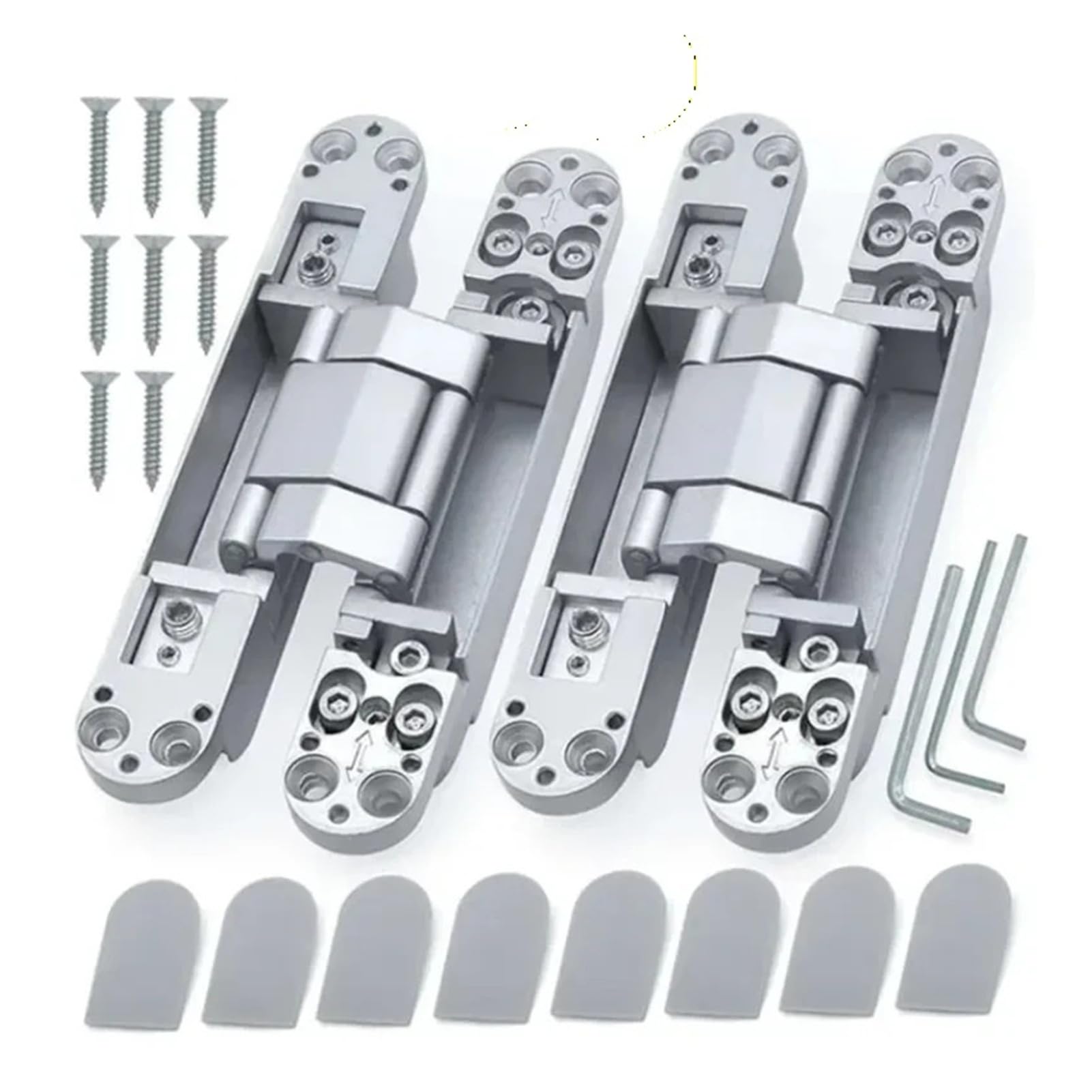 Foelanne 2Pcs 80Kg-Silver Aluminum Alloy Adjustable Hidden Hinge