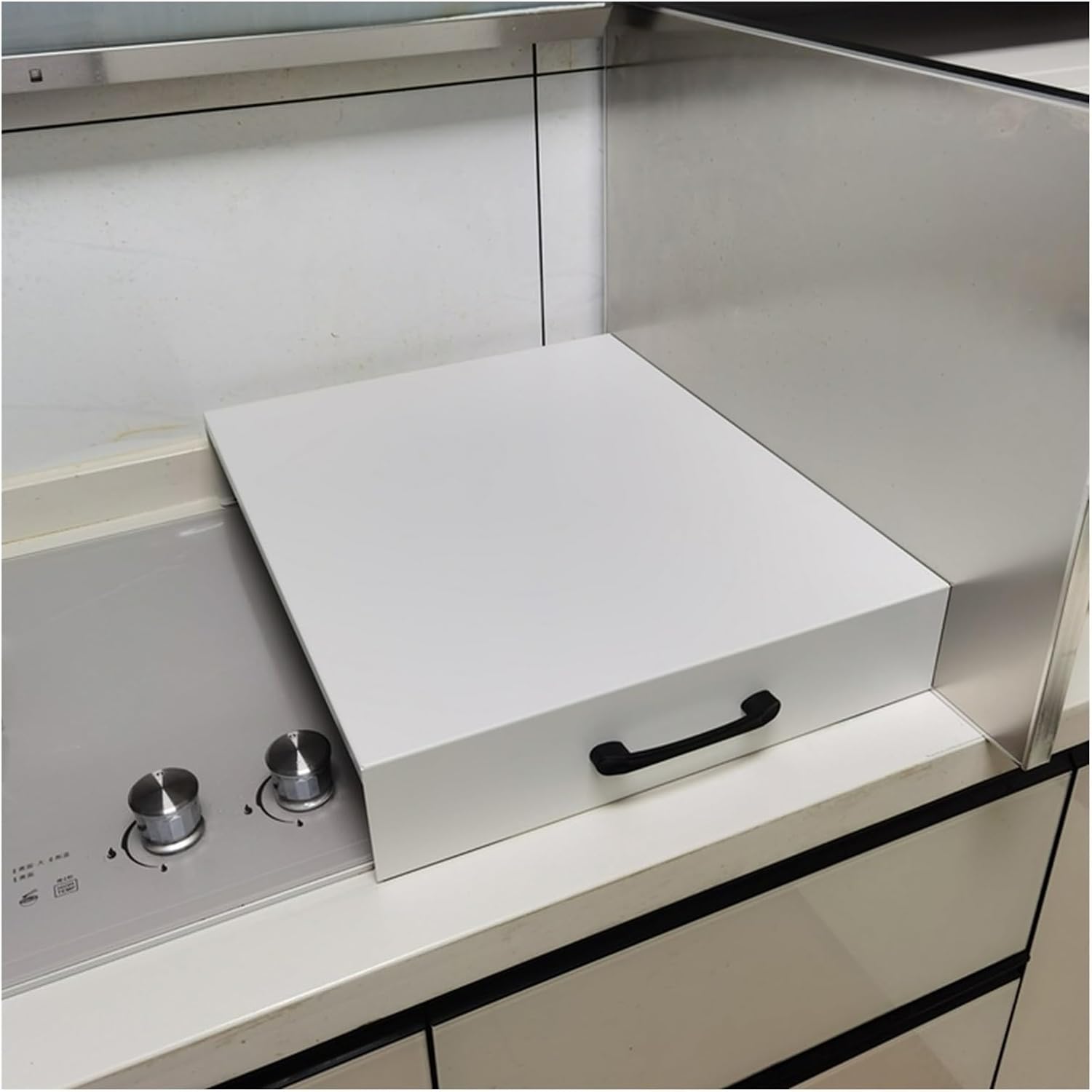Gas Burners with Handles Kitchen Sink Cover for Counter Space Decorative Serving Tray, Stove Top Covers, Storage Racks(White,30x16x3in/75x40x8cm)
