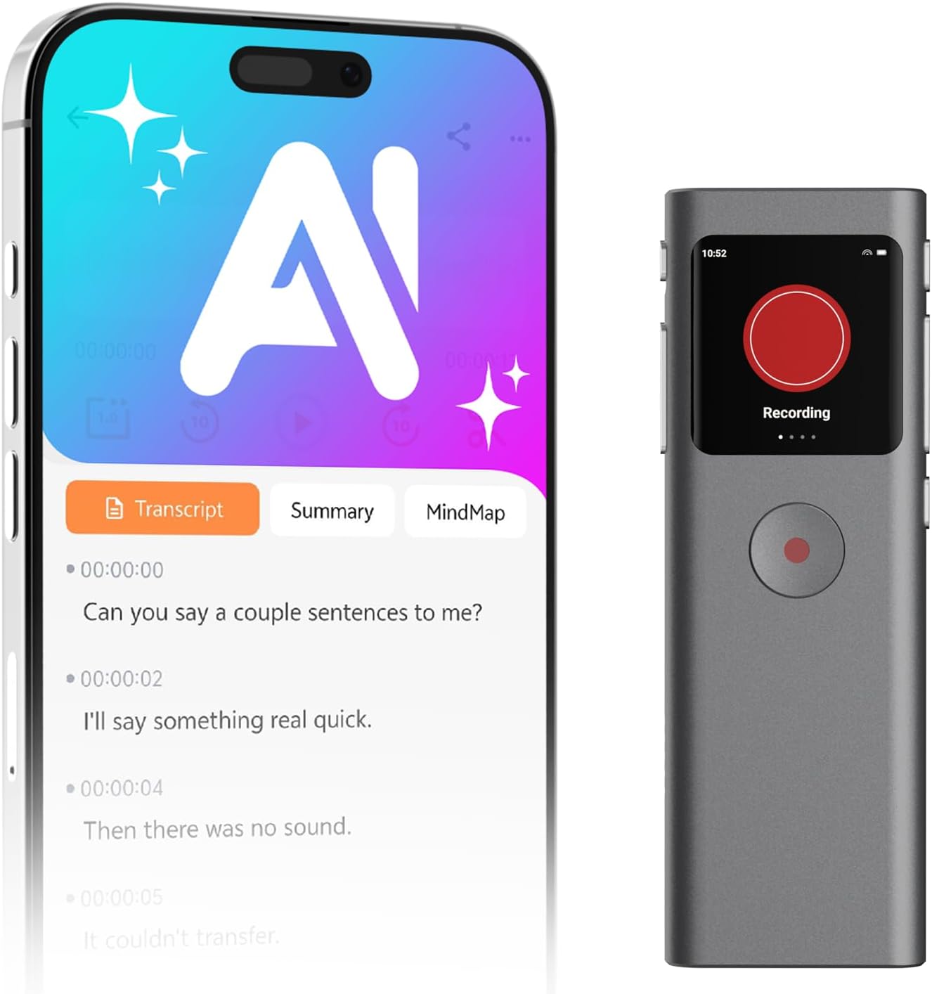 AI Voice Recorder with Transcribe & Summarize, Note Taker for Meeting & Lectures, Voice Activated Recorder with Playback, Supports 90+ Languages Recording Device