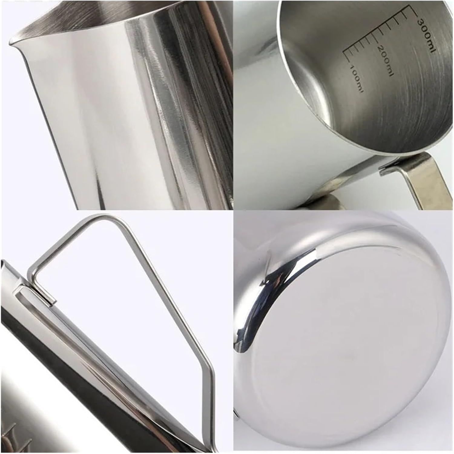 1PCS Stainless Steel Milk Frother Jug Coffee Frothing Latte Pitcher Measurement Espresso Barista Tool Accessories(Unscaled1500ml)