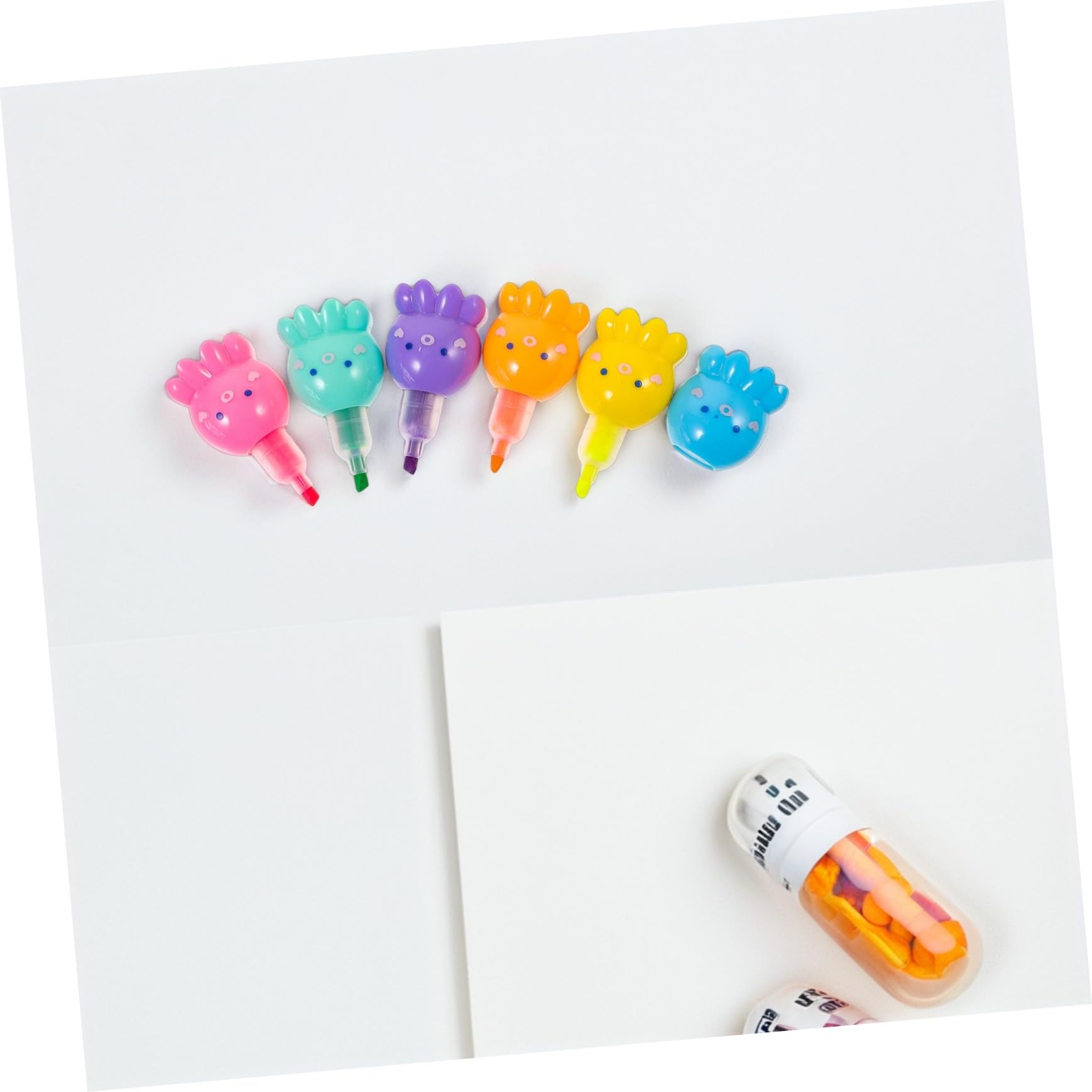 Gatuida 2 Set Mini Evidenziatori Fluorescenti Colorati di Polpo Penne Impilabili in Plastica Leggera per Scrittura e Artigianato per Studenti e Scolastico