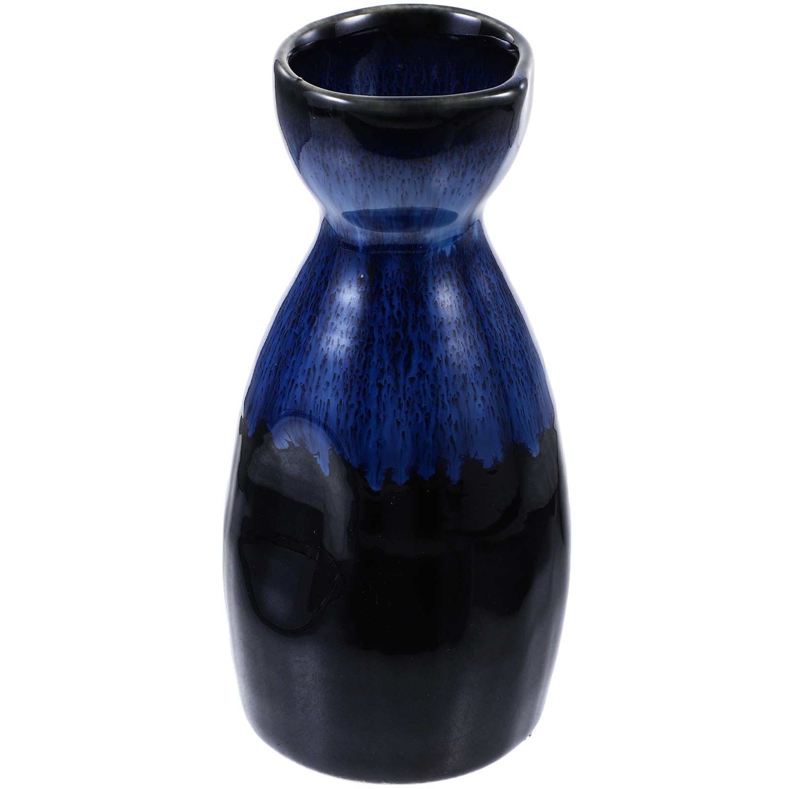 Botella de sake de cerámica azul estilo japonés para decoración y servicio en casa