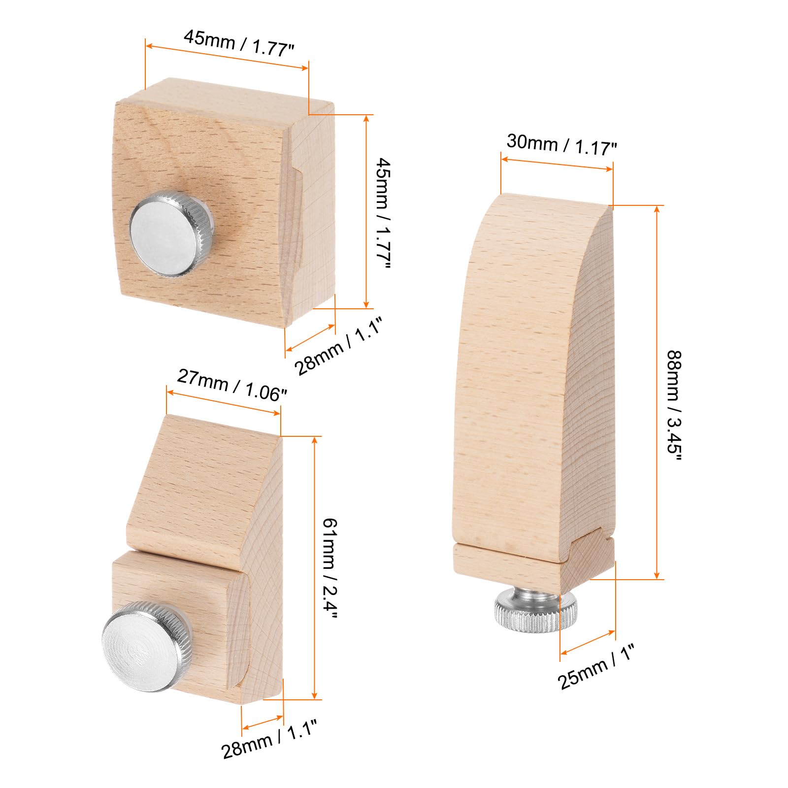 HARFINGTON Juego de 3 bloques de lijado a mano de madera, cuña biselada cuadrada, herramienta de pulido de papel de lija para bricolaje, accesorios de manualidades de cuero