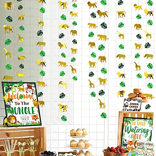 52Ft Gold Animal Green Palm Leaf Garland Banner Bunting Streamers Backdrop For Jungle Safari Animal Party Decorations Zoo Themed Wild One Forest 1St Birthday Boys Baby Shower Party Supplies #TOP4