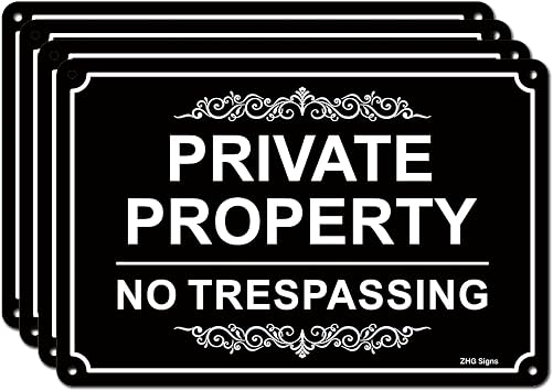 No Trespassing Signs 2-Pack, 12 x 8 Inches Private Property Aluminum Brown Safety Sign, Metal No Trespass Outdoor Use for Home Business Security Alert, Waterproof and UV Protected