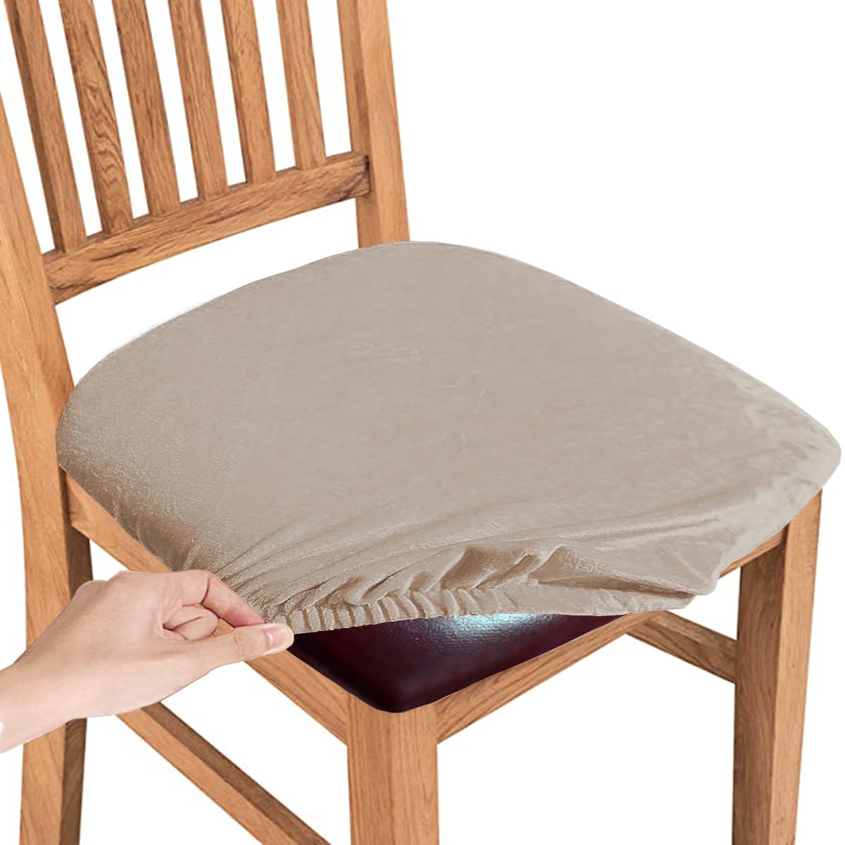 Stuhlhussen Taupename Stuhlbezug Sitzfläche Spandex Stretch-Sitzbezug Stuhl,Abnehmbar und Waschbar,Küche Stuhlbezüge Esszimmer Stuhl Überzug Stuhl Bezug Hochzeit
