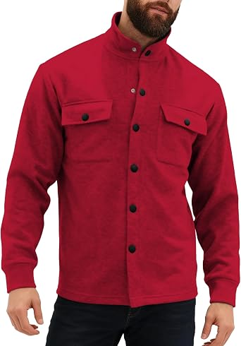 domirica Fall Casual Stand Collar Jackets Button Front Fashionable Warm Long Sleeve Casual Coat With Pocket