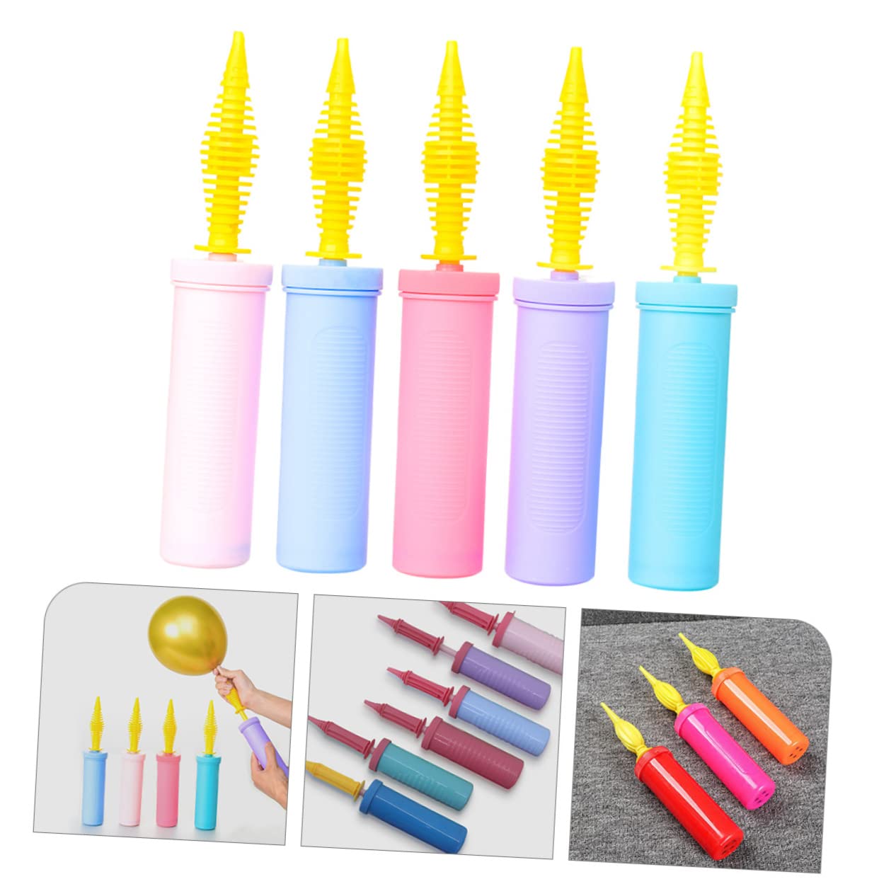 Pompa Manuale per Palloncini Portatile in Plastica, 5 Pezzi