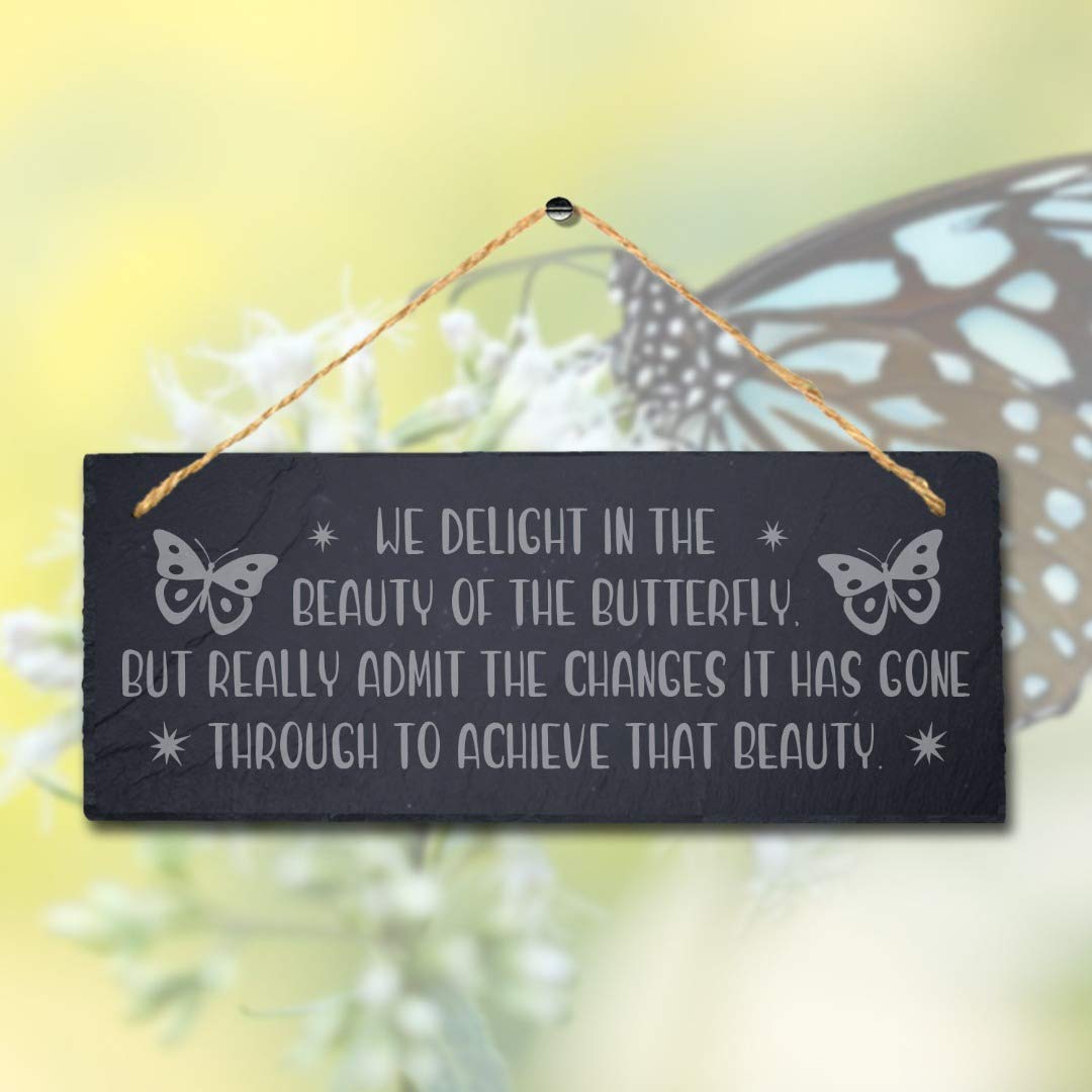 Stukk Welcome Butterfly Effect On Yard Growing Finding Hope Hanging Garden Sign (Delight in The Beauty)