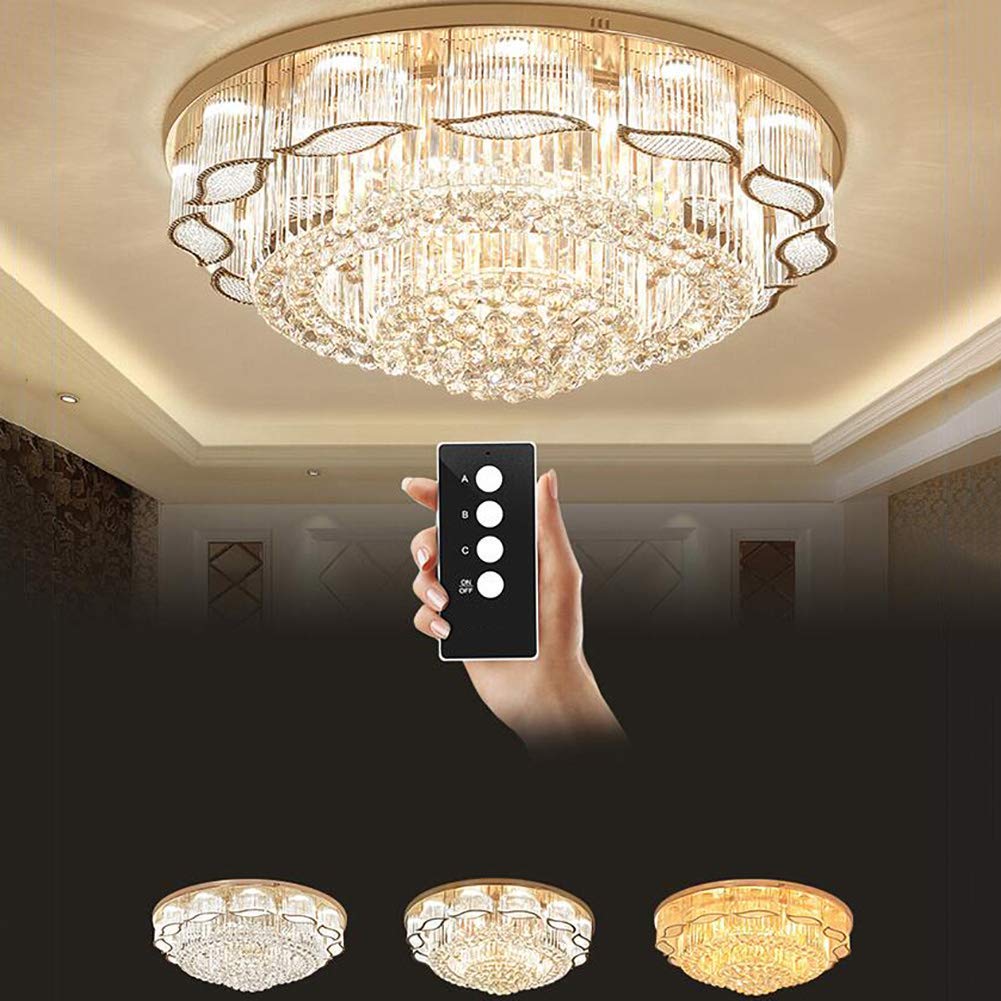 LYMSXAZOU Chandelier Ceiling Light - Modern Crystal Firework Flush Mount Lamp for Bedroom, Living Room, Dining Wrought Iron, Electroplating Gold Finish,