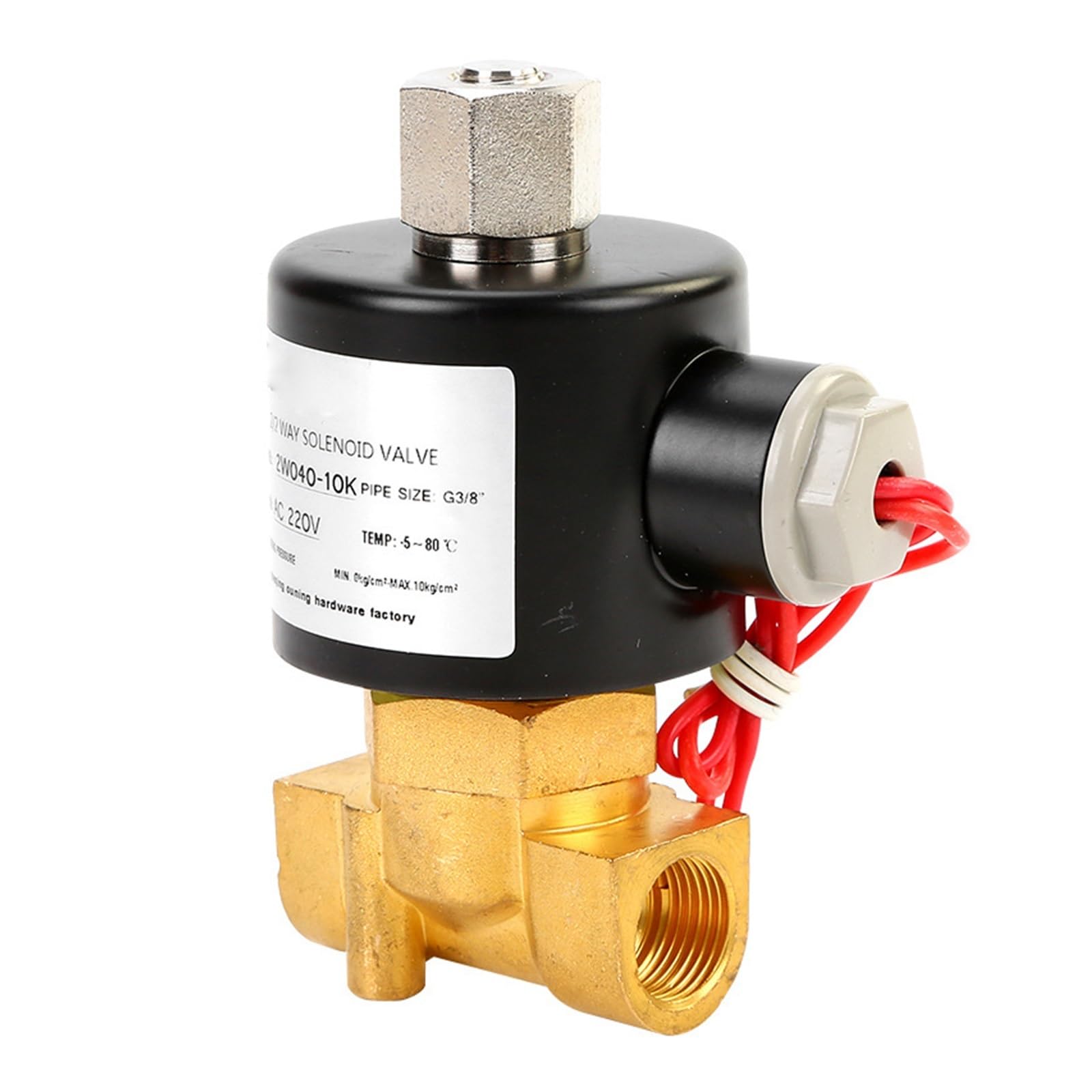 TREDSWQCV 3/8" Brass Solenoid Valve Water DN10 24V 12V 220V 110V Normally Open(24VDC)