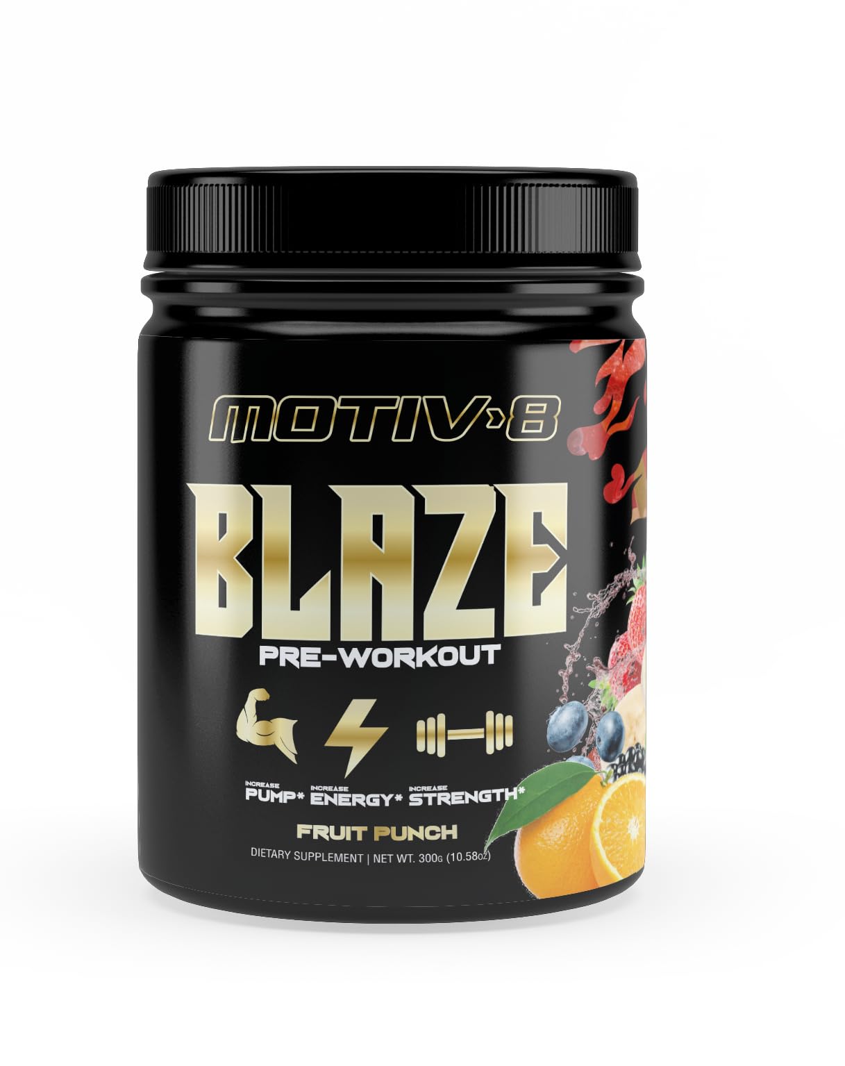 Motiv-8Blaze, Higher Intensity Pre-Workout Performance, Sugar Free Pre-Workout, Boost Energy and Focus, Improve Workouts, Enhances Mood (30 Servings, Fruit Punch)