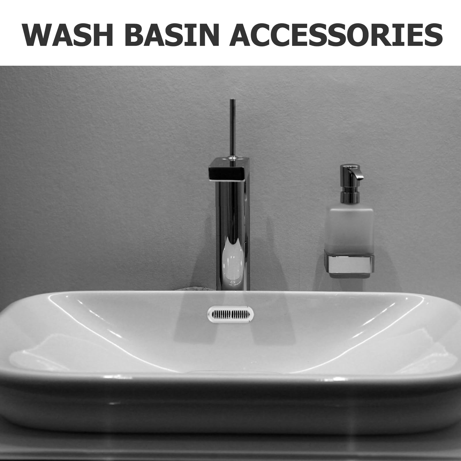 Generico Copertura per Troppopieno Lavabo da Bagno 5 Pezzi in Abs Argento, Resistente All'invecchiamento e Abrasione, Protegge da Chioma e Polvere, Design Moderno Minimalista per Uso
