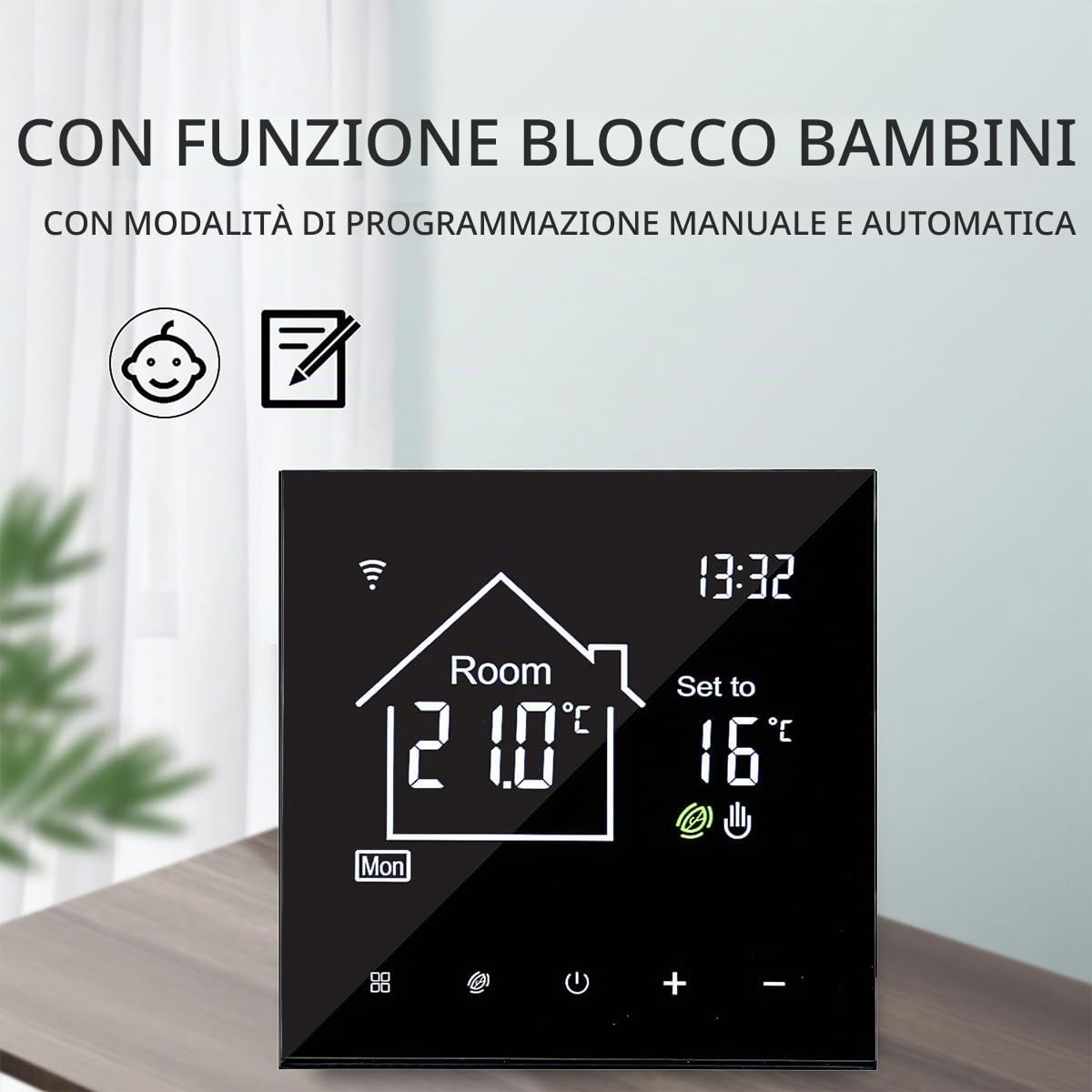 Termostato Intelligente WiFi Risparmia Energia Termostato Ambientale Digitale Regolatore di Temperatura per Riscaldamento a Pavimento per Riscaldamento Elettrico