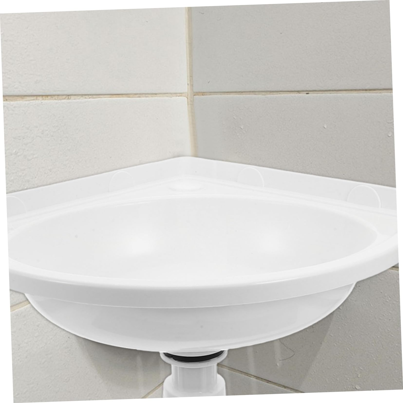 VILLCASE Lavabo Triangulaire Mural en Plastique Blanc pour Petite Salle de Bain, Facile à Entretenir et Optimisant L'espace Design Moderne et Compact