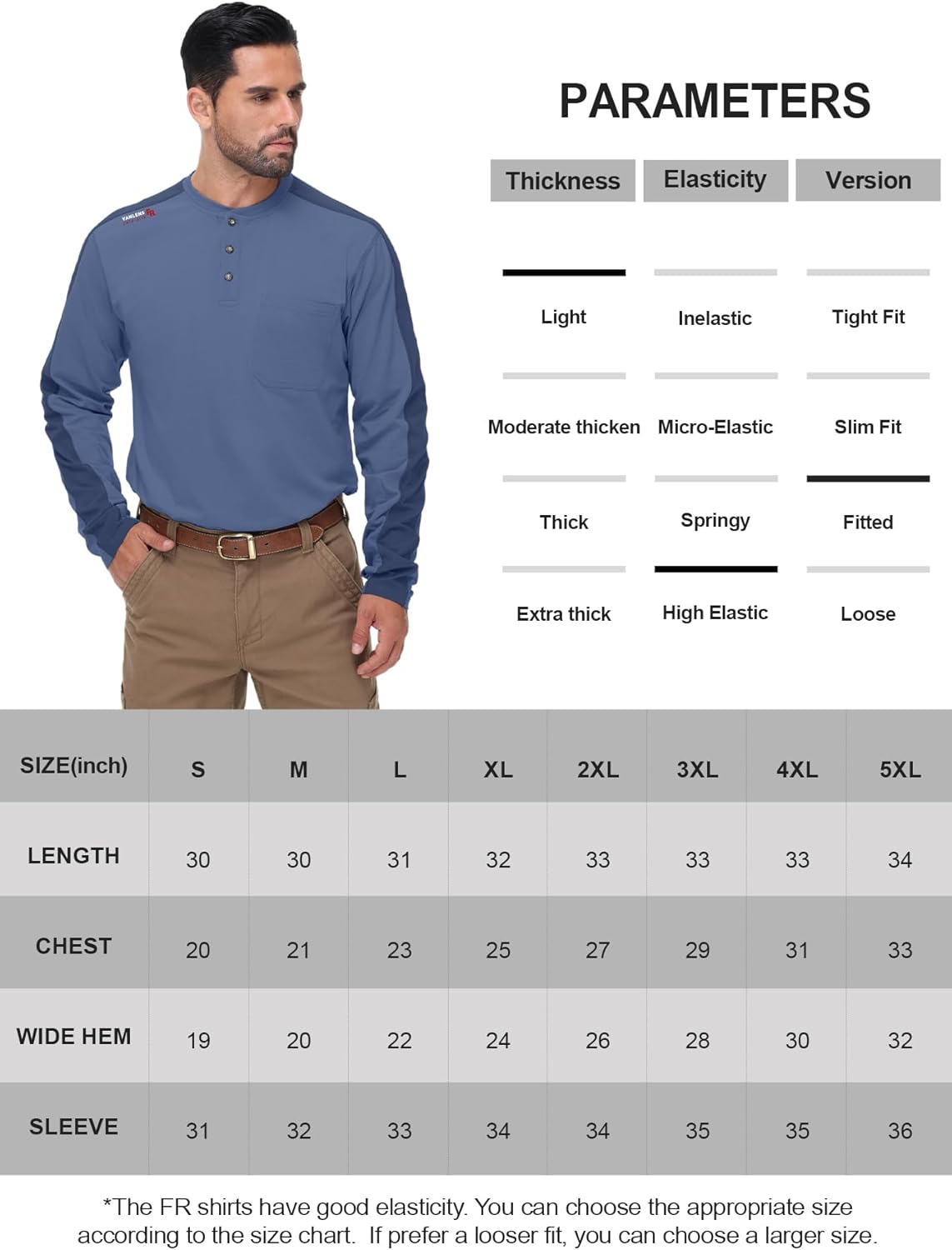 FR Shirts for Men 5.5OZ Lightweight Stretch Patriot Baseball T-Shirt Work Shirt - Image 6