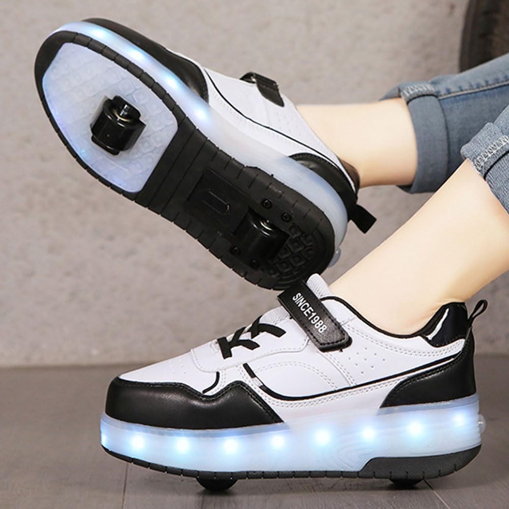 Hiseng Schuhe mit Rollen für Mädchen 29-40 EU, Schuhe mit Rollen für Jungen Rollschuhe Schuhe 2-in-1 Roller Schuhe Schuhe mit Rollen Kinder Outdoor Turnschuhe Turnschuhe mit Rollen Versenkbarer