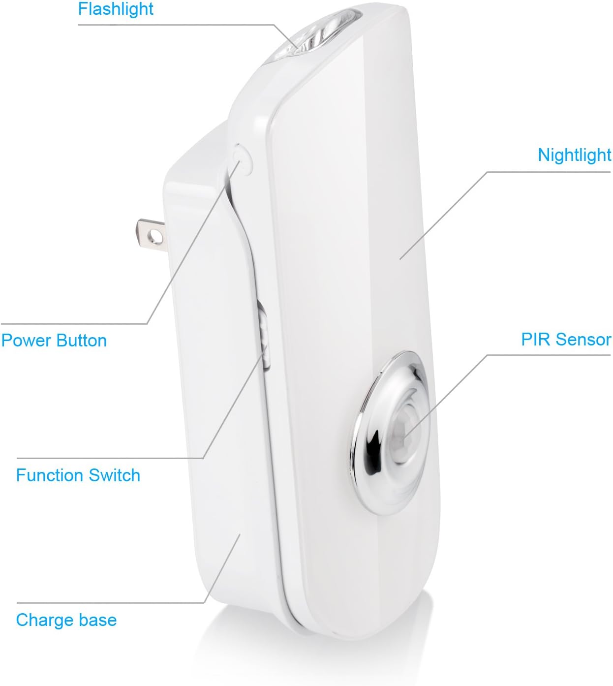 Etekcity LED Night Light, Flashlight: Rechargeable Emergency Light (7-10 Feet), White