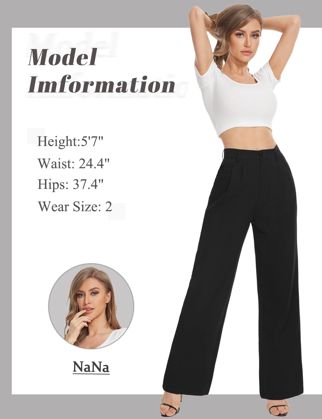 Tapata Pantalon Femme Jambe Large Longue avec Poches Coupe Ample Vintage Baggy Loisirs Fermeture Éclair Boutonnée