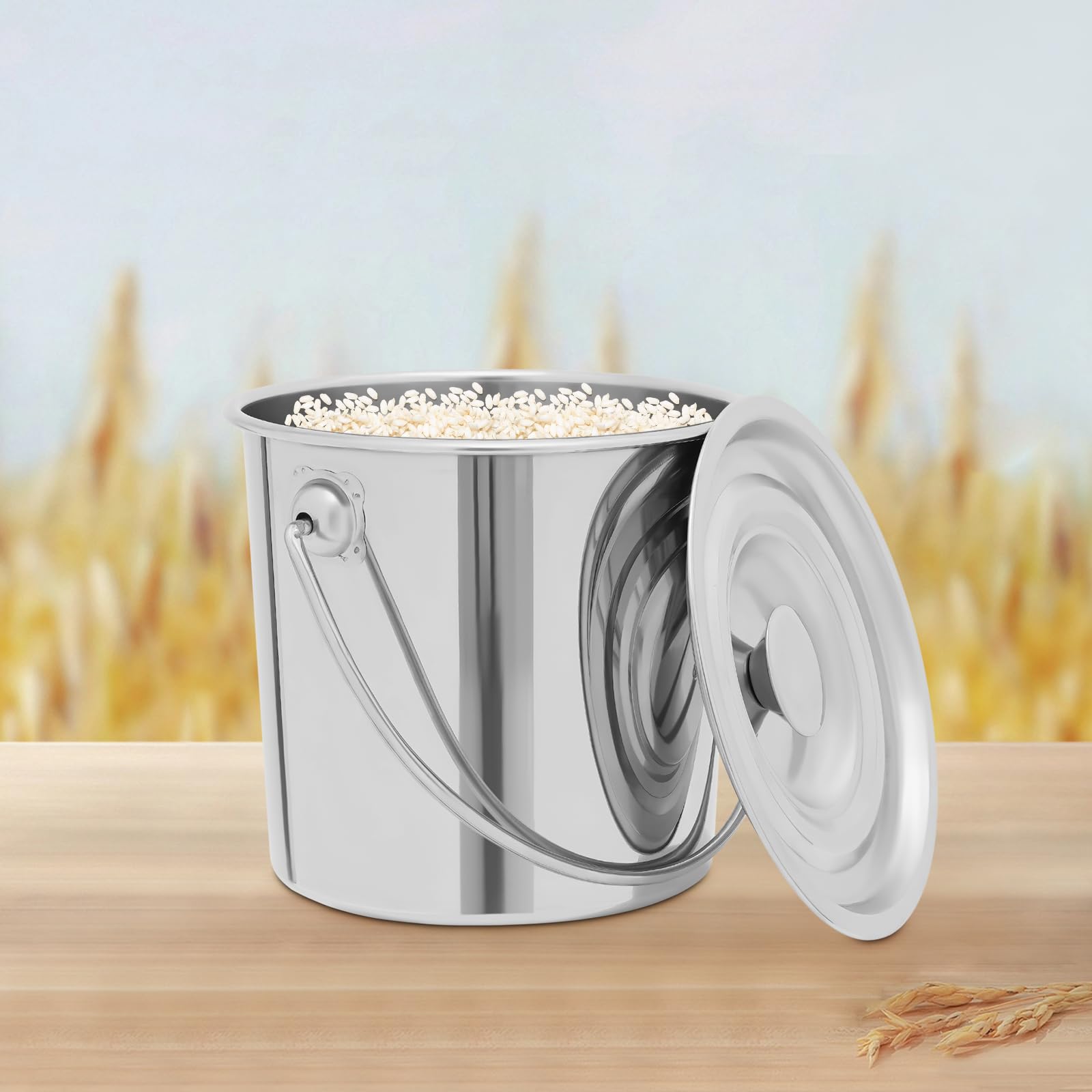 WindWilder 6L 12L 20L Stainless Steel Bucket with Lid and Handle - Food Milk Bucket (6L)