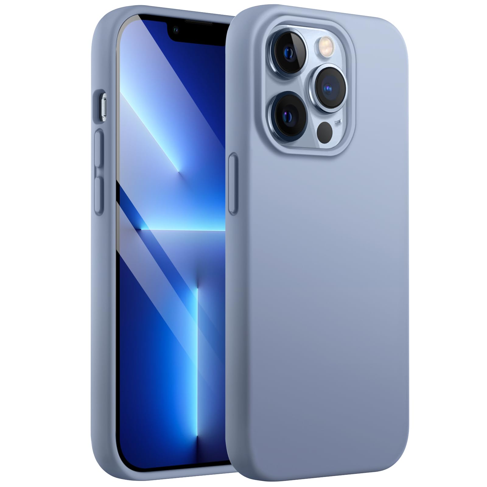 JETech Silicone Case for iPhone 13 Pro Max 6.7-Inch, Silky-Soft Touch Full-Body Protective Phone Case, Shockproof Cover with Microfiber Lining (Sierra Blue)