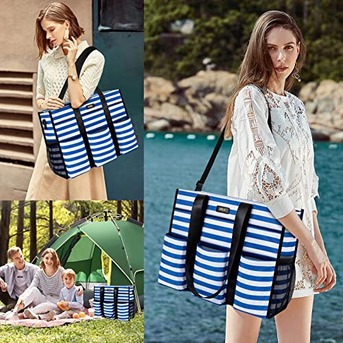 Image of IBFUN Utility Tote Bag with 24 Pockets, Large Teacher Tote for Women with Laptop Compartment, Travel Tote Bag with Zip Top