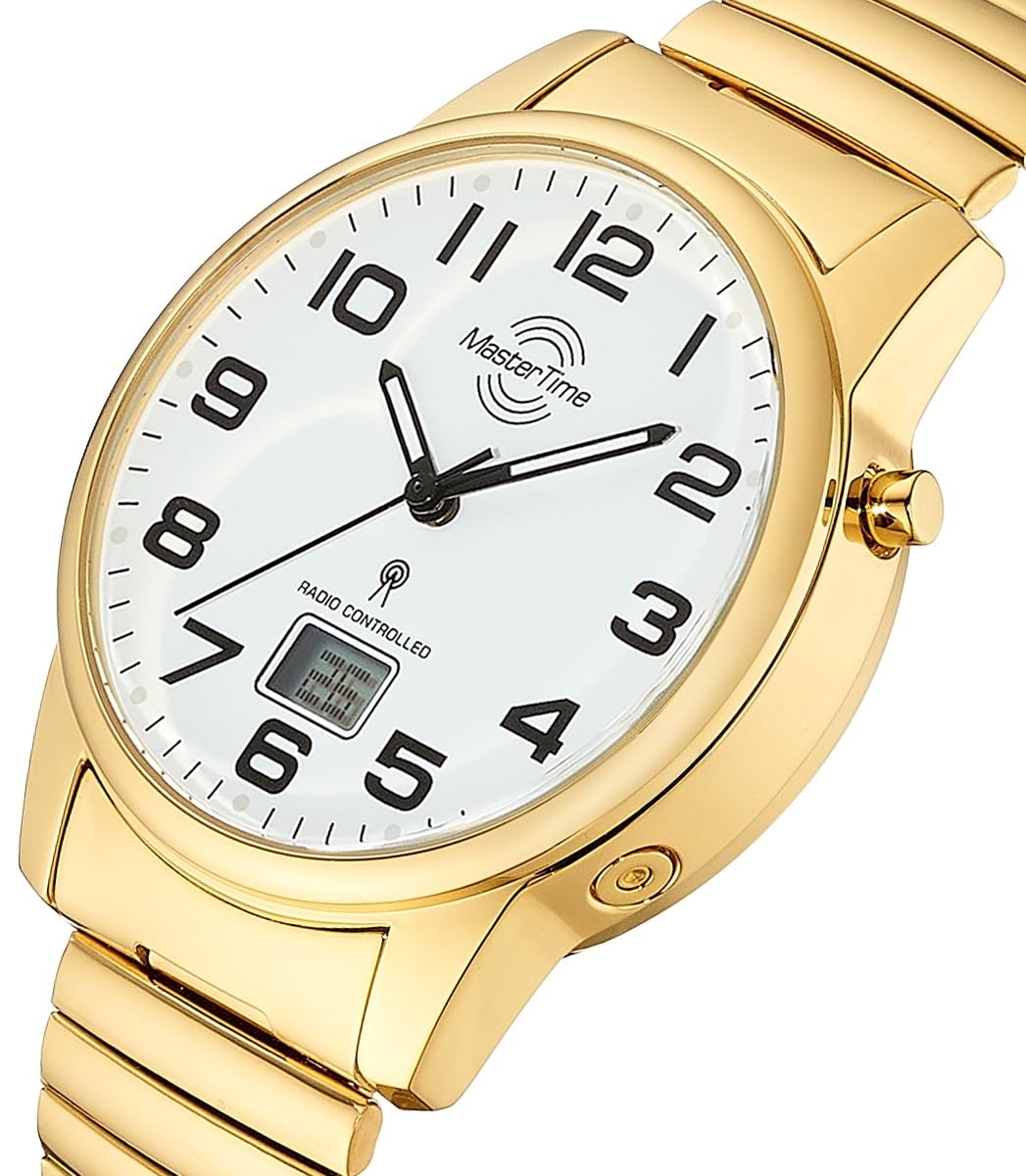 Master Time Funk Quarz Herren Uhr Analog mit digitalem Datum mit Edelstahl Armband MTGA-10946-12Z