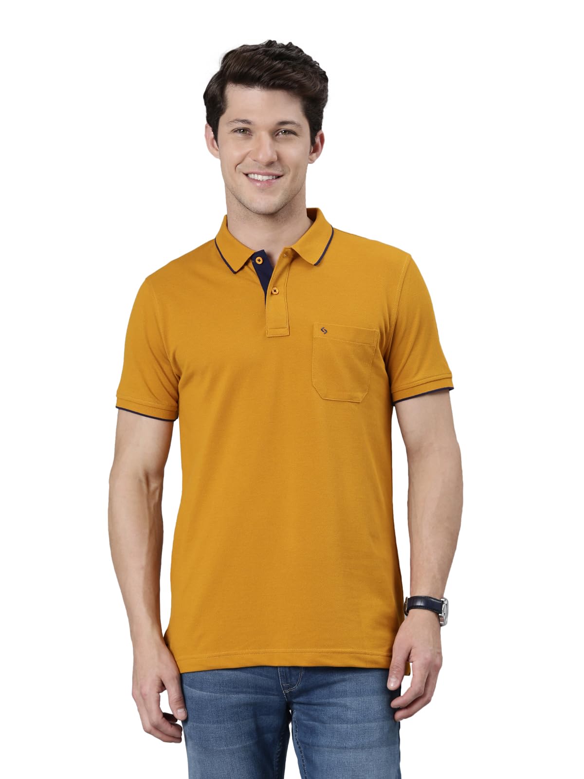 classic polo Men's Regular Fit Polo Collar Half Sleeve Solid Cotton Blend-picture-39