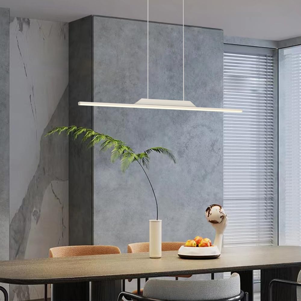 Ściemnialne liniowe światło wiszące Nowoczesne wiszące lampy sufitowe Kitchen Island Oprawa oświetleniowa o długich żyrandolach ze striptizem do stołu do jadalni Oświetlenie biurowe z pilotem