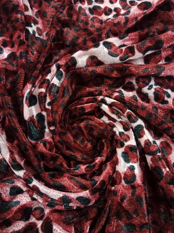 Alina Moda Printed Velvet Winter Fabric (Wine Print 1 mtr)