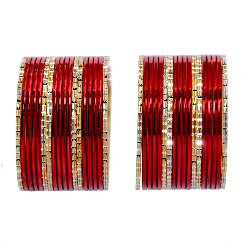 Diwali Sale Nmii Non-Precious Metal Base Metal With Cutting And Plane Bangles Set For Women And Girls