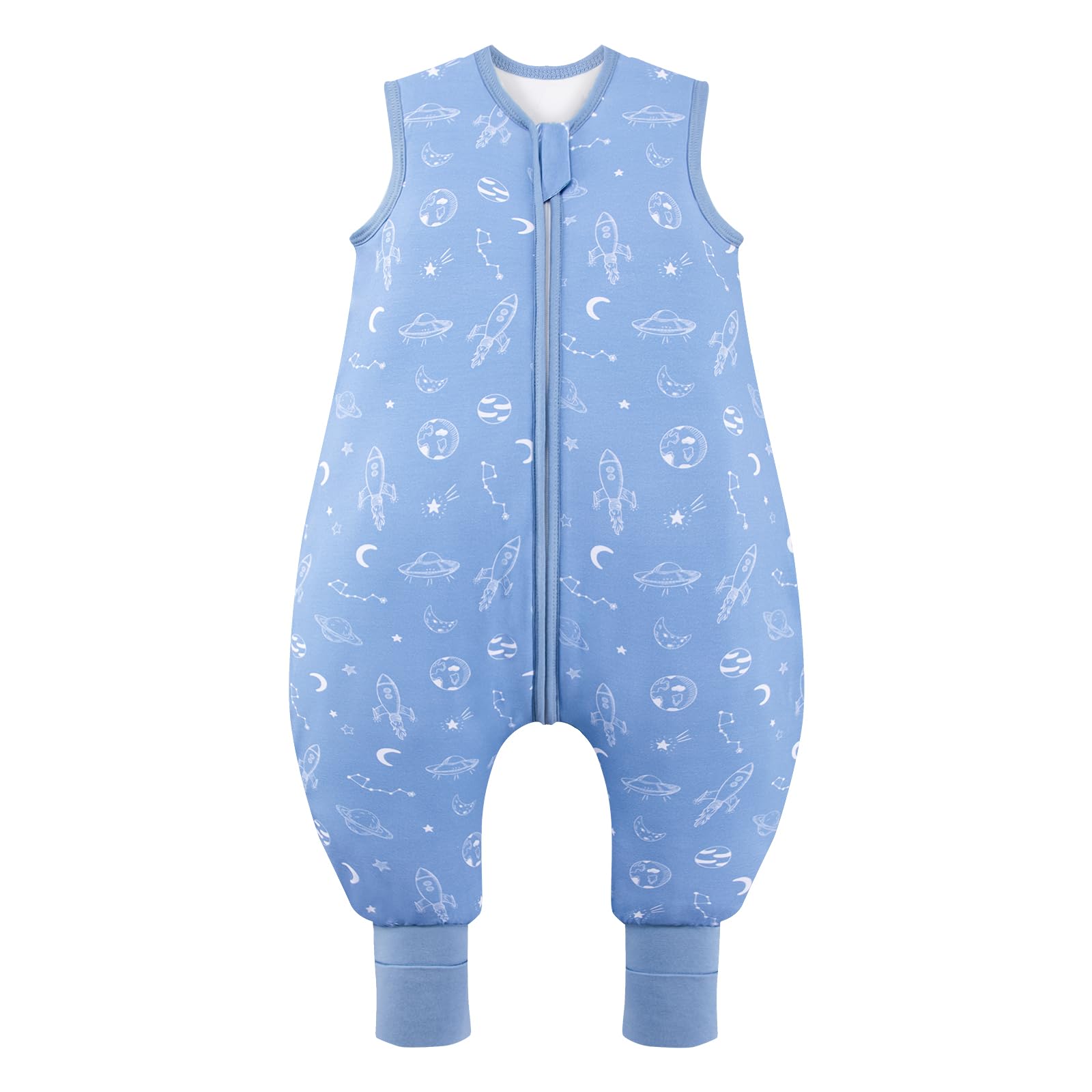 ToyaTec Sacco nanna con piedini, 2,5 Tog, super morbido, realizzato in rayon di bambù, per bambini, in fibra di bambù, per l'inverno, per l'autunno e l'inverno, Blu, 100cm (3-5 Jahre)