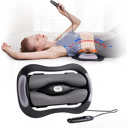 Dispositivo dinámico de tracción lumbar, masajeador de estiramiento de espalda baja con terapia caliente ajustable y masaje de vibración, alivio del
