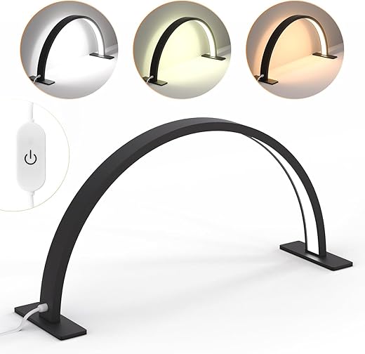 Store2508 52cm Half Moon Light for Nail Desk, Lash Light Led Nail Tech Lamp Half Moon Light Table Lamp Desk Lamp for Nail Lash Eyelash Extension Tattoo Eyebrows(Black